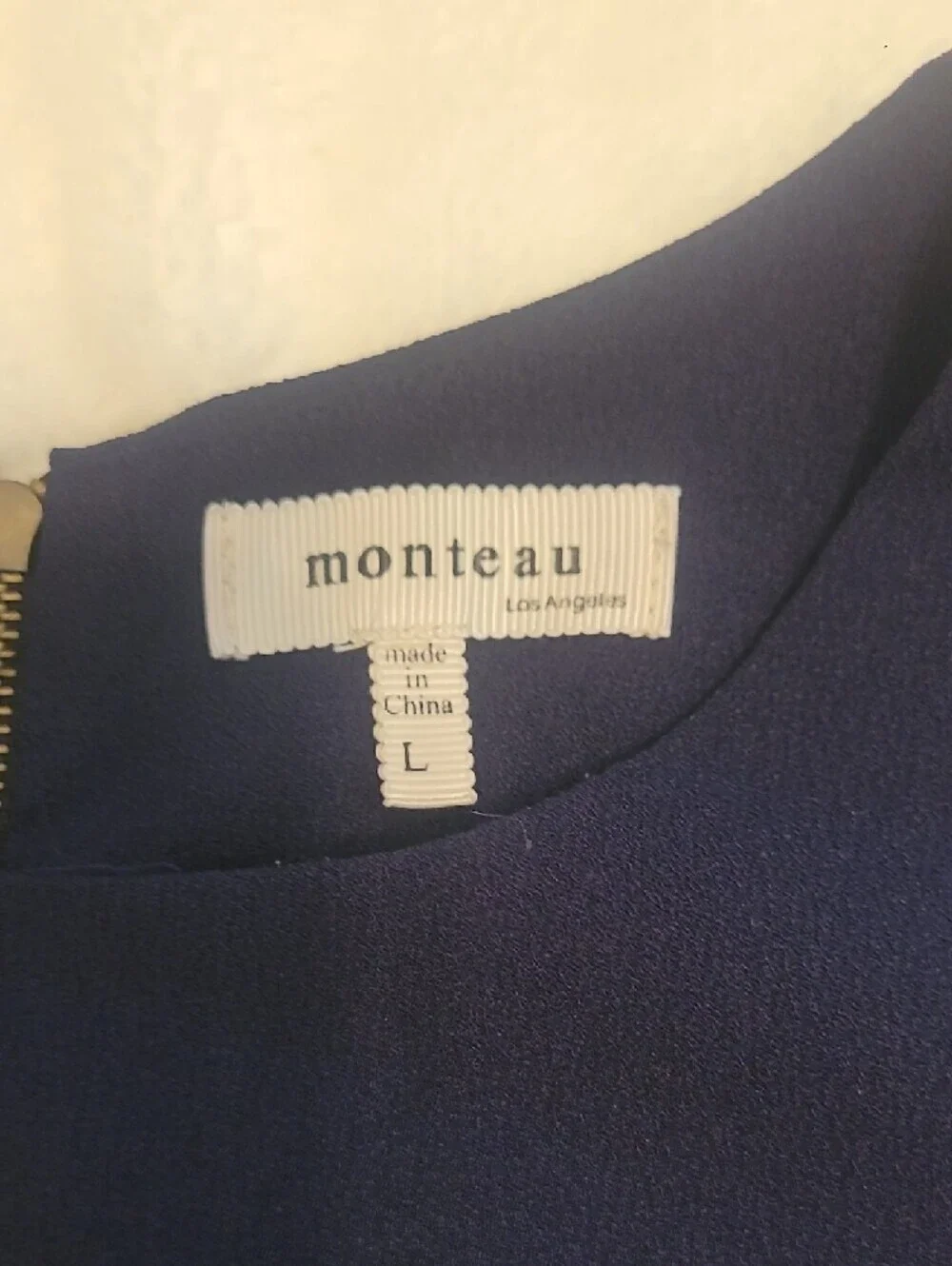 Monteau Navy Scallop-Hem Sleeveless Shift Dress - Picture 2 of 4